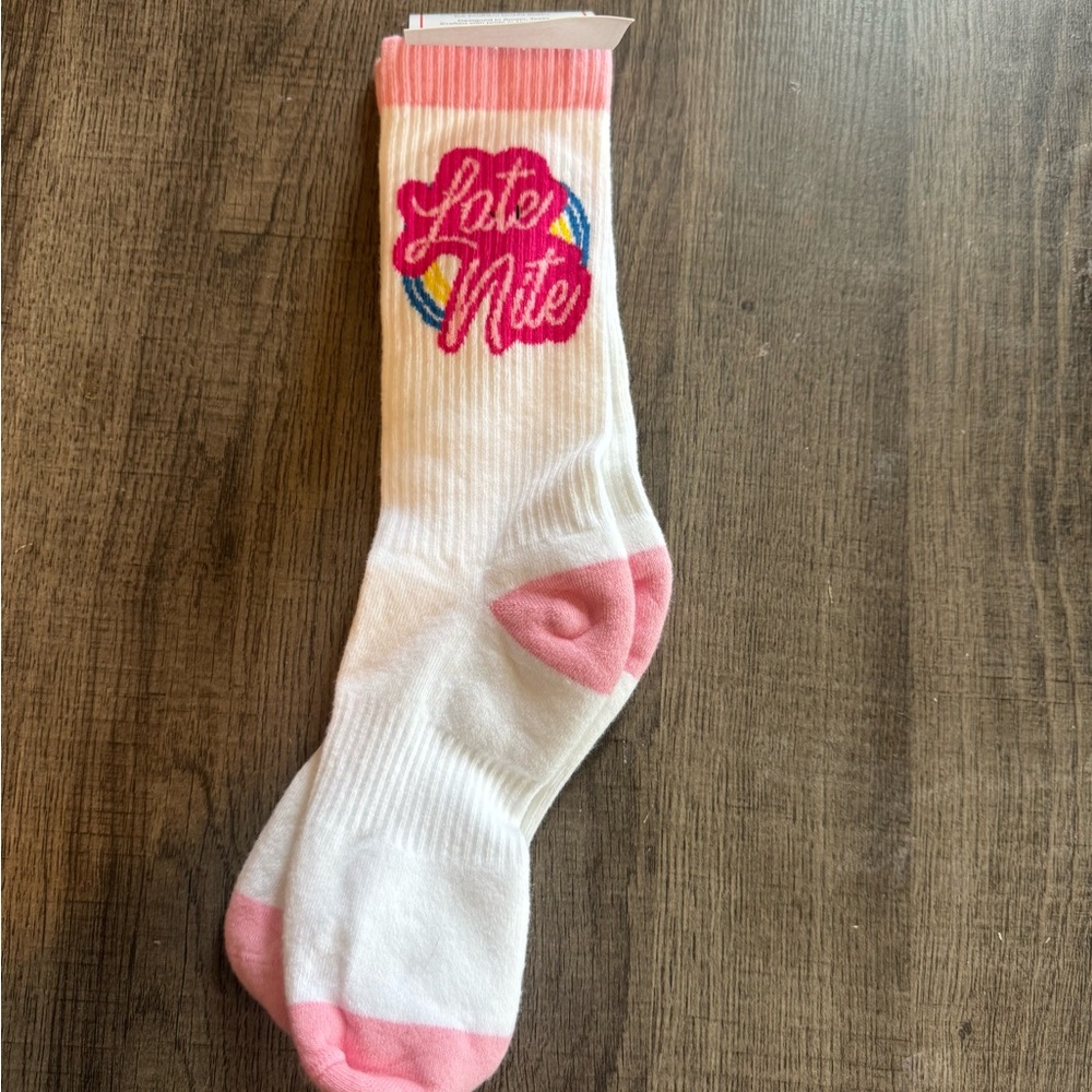 White and Pink 'Late Nite' Socks